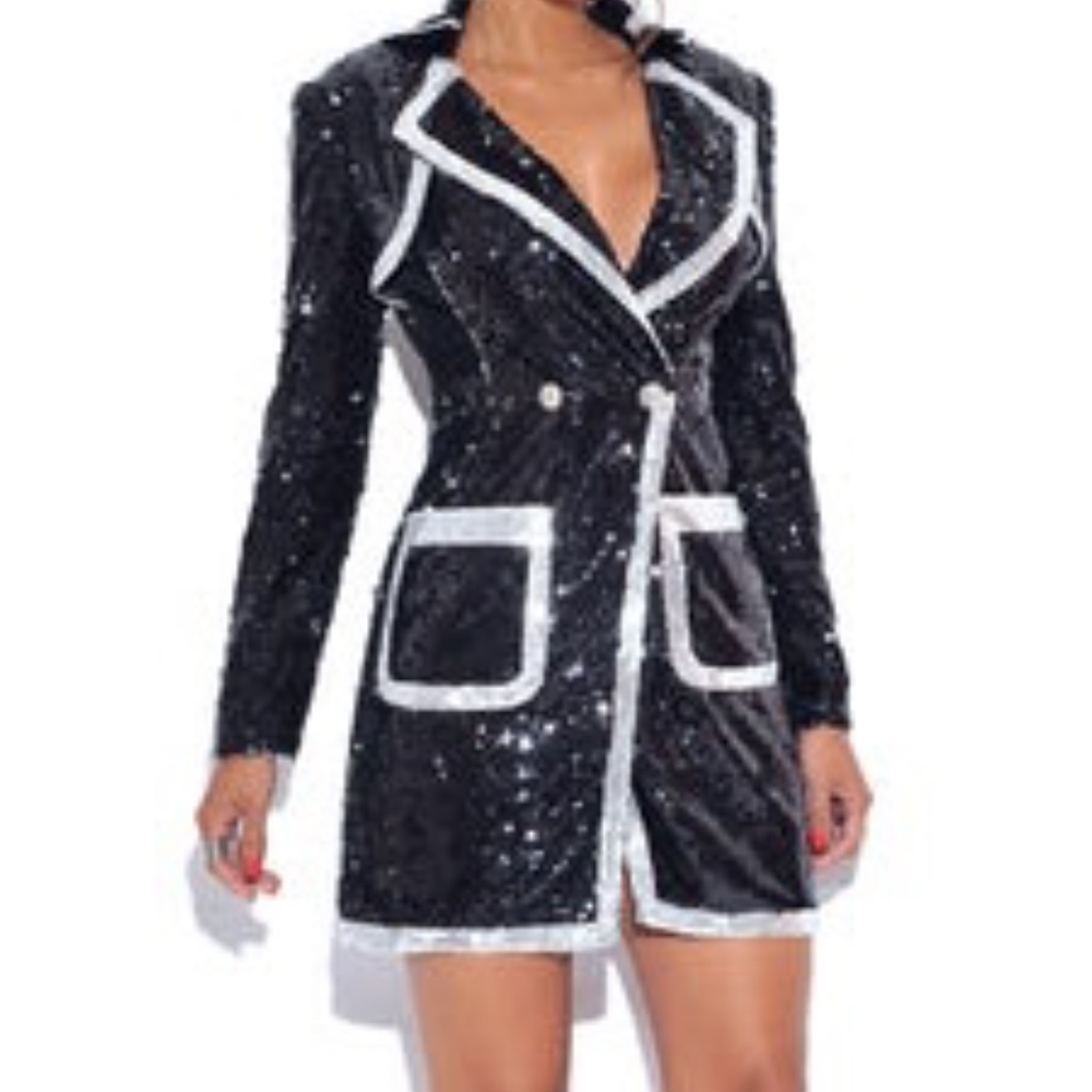 Miss Circle ⚫️ Piece of me black sequin blazer dress
